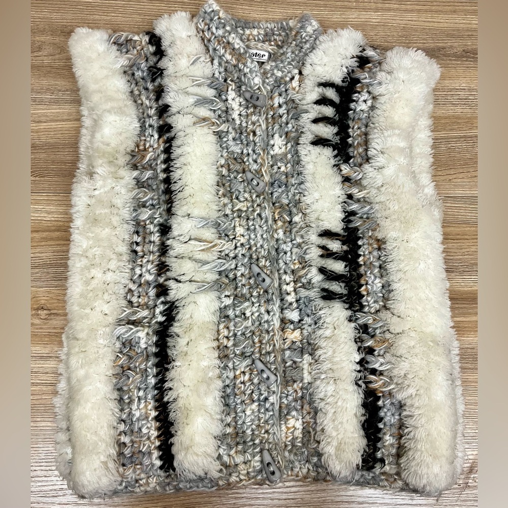 Vintage Le Sweater Vest Hand Knit Multicolor Size S